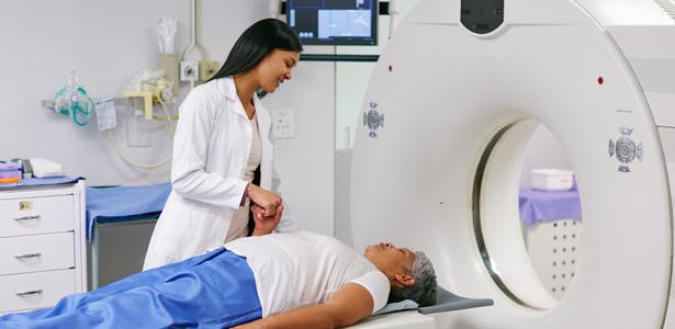 Woman having an MRI scan